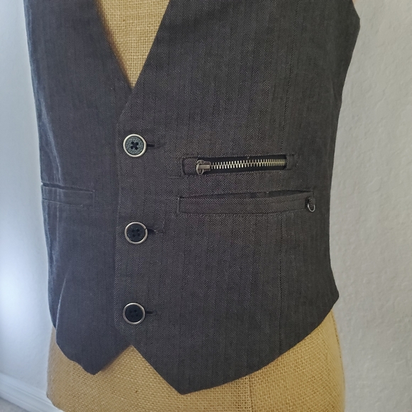 G by Guess S Mens Grey drill suit vest - Picture 4 of 7